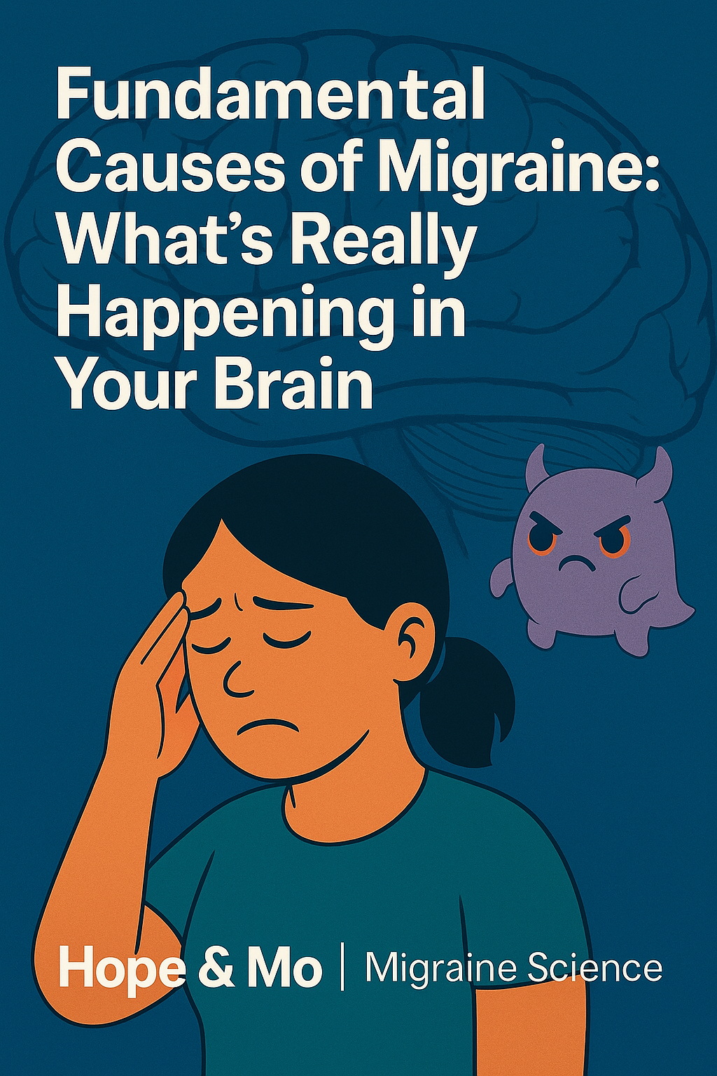Migraine causes illustration – genetics, hormones, CGRP and brain energy explained | Hope & Mo